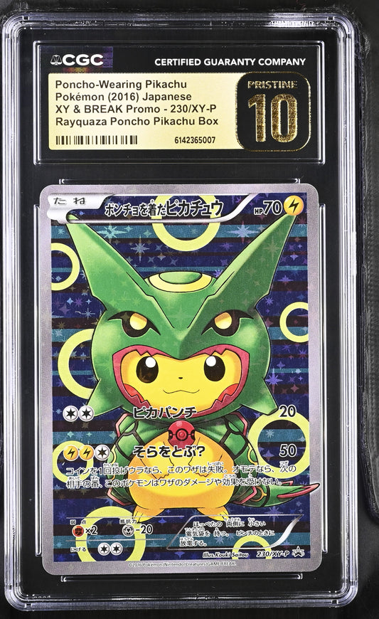 CGC 10 PRISTINE - Poncho-Wearing Rayquaza Pikachu 230/XY-P Promo x007 - Pokemon