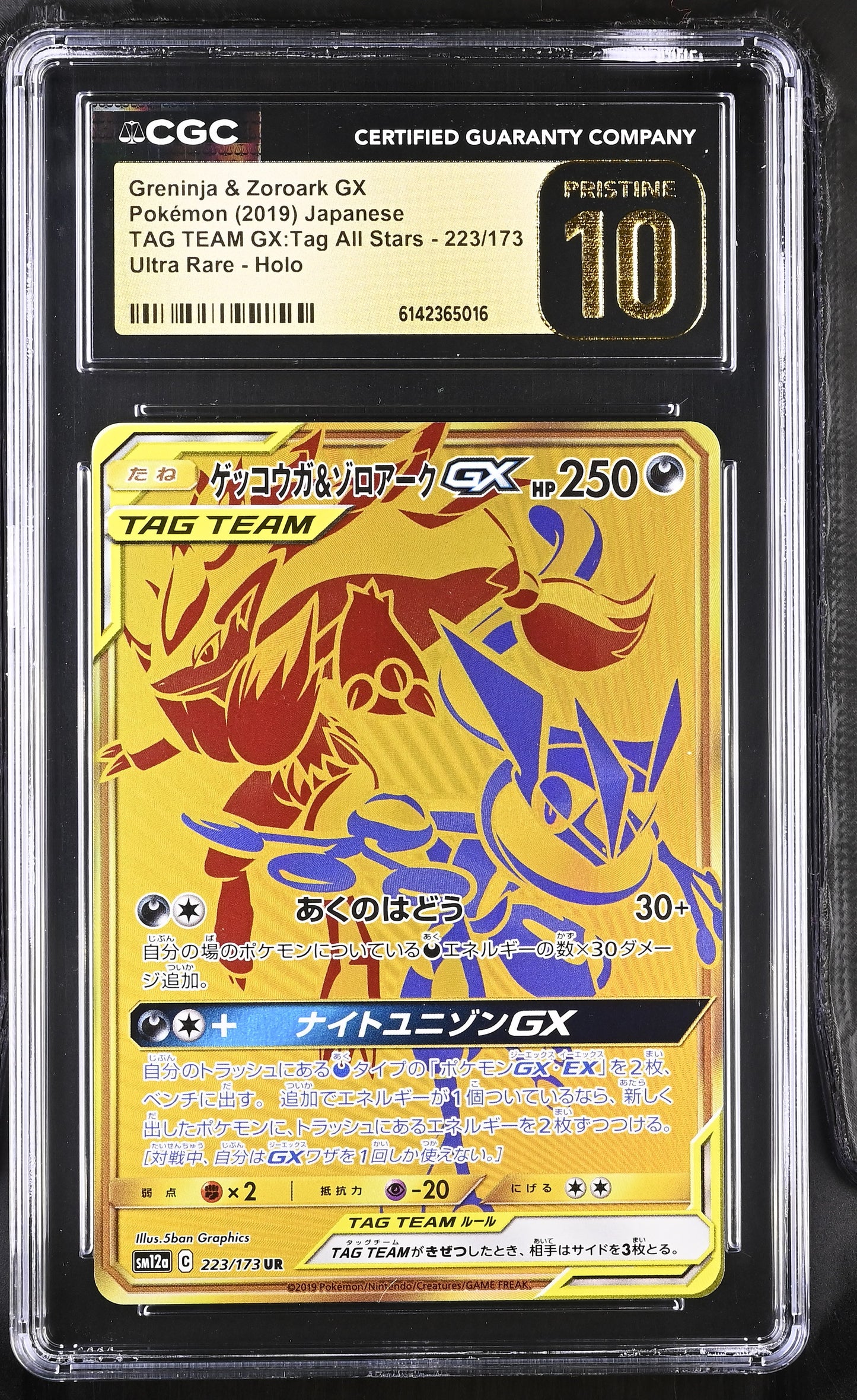 CGC 10 PRISTINE - Greninja Zoroark GX 223/173 SM12a Tag All Stars x016 - Pokemon