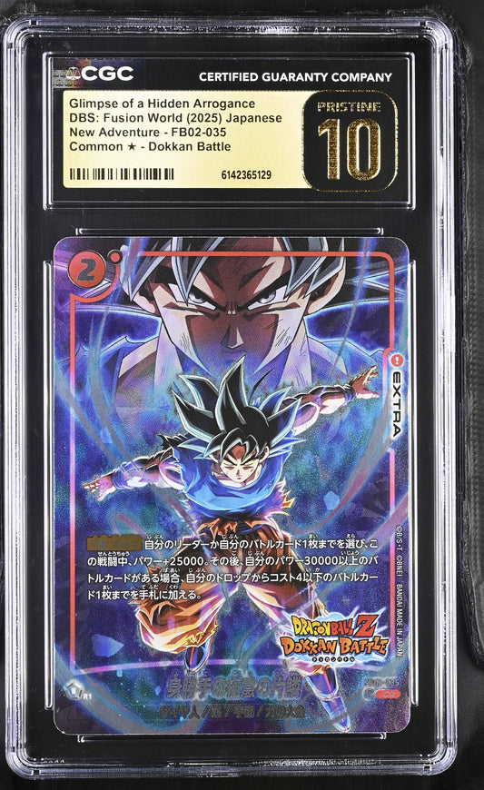 CGC 10 PRISTINE - Glimpse Hidden Arrogance FB02-035 Alt JPN Fusion World - DBS