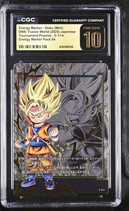 CGC 10 PRISTINE - Energy Marker Goku (Mini) E-17 JPN Fusion World x245 - DBS