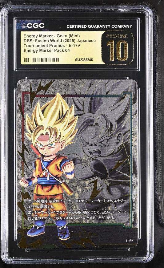 CGC 10 PRISTINE - Energy Marker Goku (Mini) E-17 JPN Fusion World x246 - DBS
