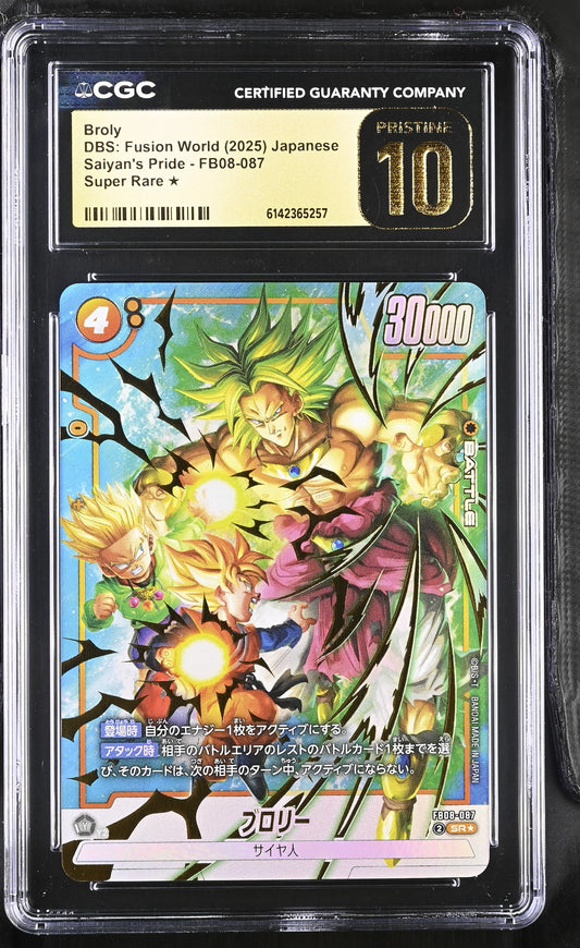 CGC 10 PRISTINE - Broly FB08-087 SR Alt Art JPN Fusion World x257 - DBS