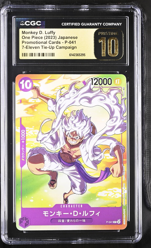 CGC 10 Pristine - Monkey D. Luffy P-041 7-Eleven Promo JPN x295 - One Piece