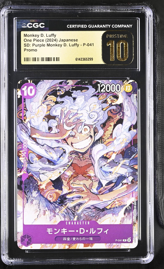 CGC 10 Pristine - Monkey D. Luffy P-041 SD: Purple Luffy JPN x299 - One Piece