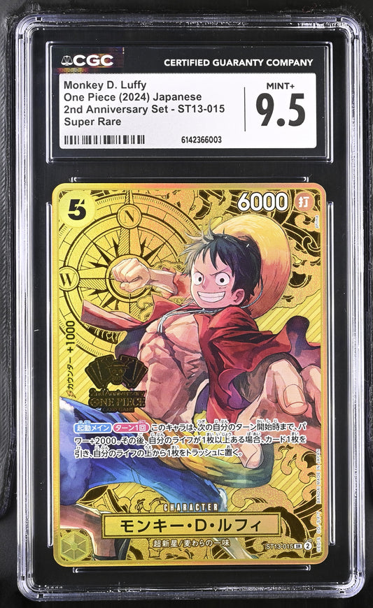 CGC 9.5 - Monkey D. Luffy ST13-015 2nd Anniversary Set JPN x003 - One Piece