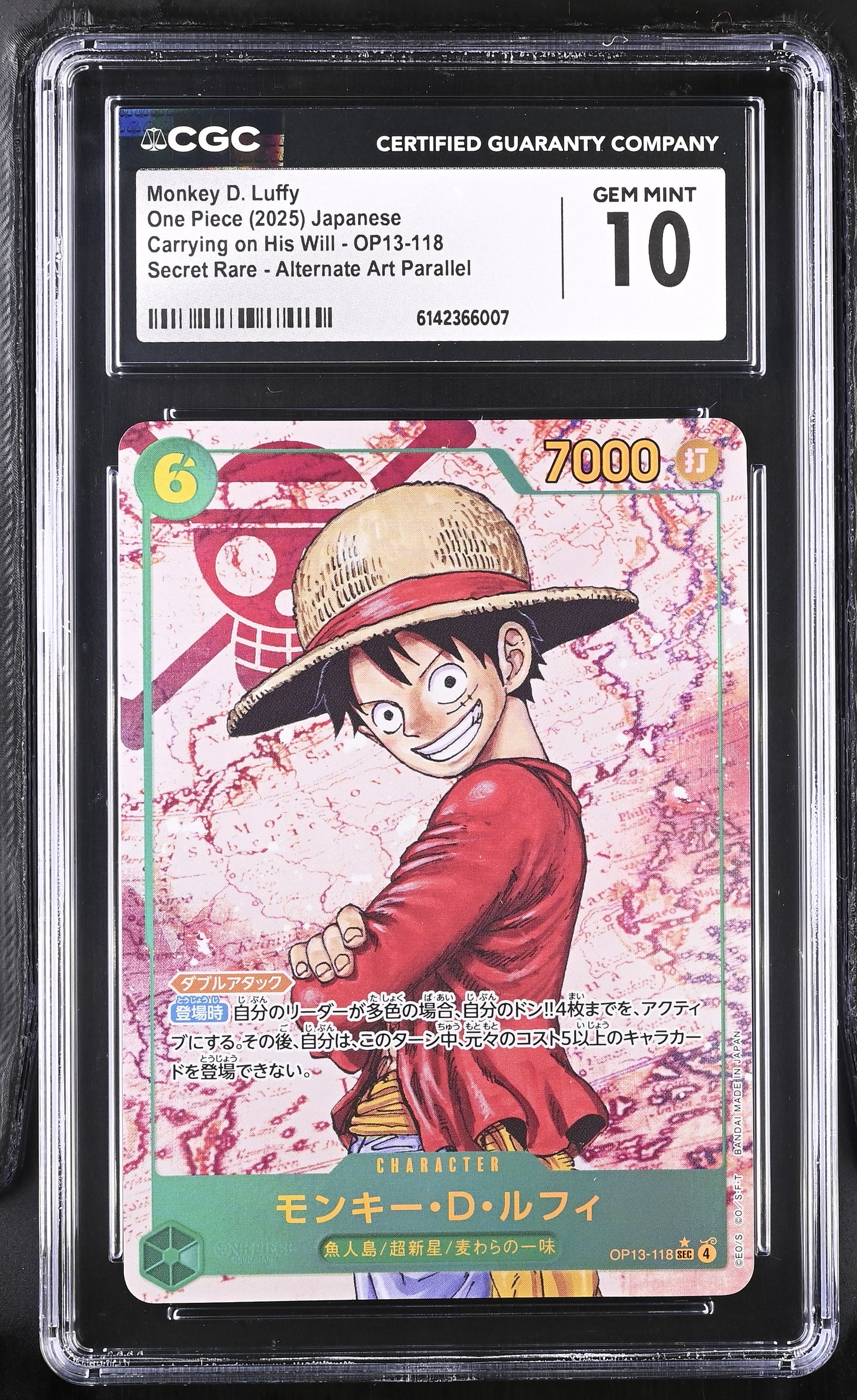 CGC 10 - Monkey D. Luffy OP13-118 SEC Alt Art JPN x007 - One Piece
