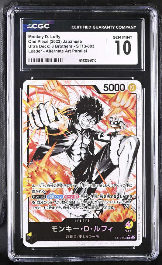 CGC 10 - Monkey D. Luffy ST13-003 Leader Alt Art JPN x010 - One Piece