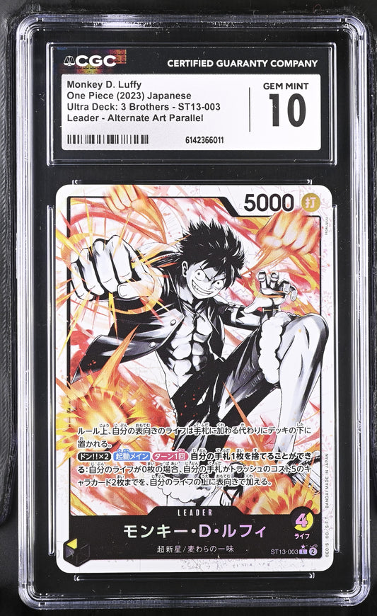 CGC 10 - Monkey D. Luffy ST13-003 Leader Alt Art JPN x011 - One Piece