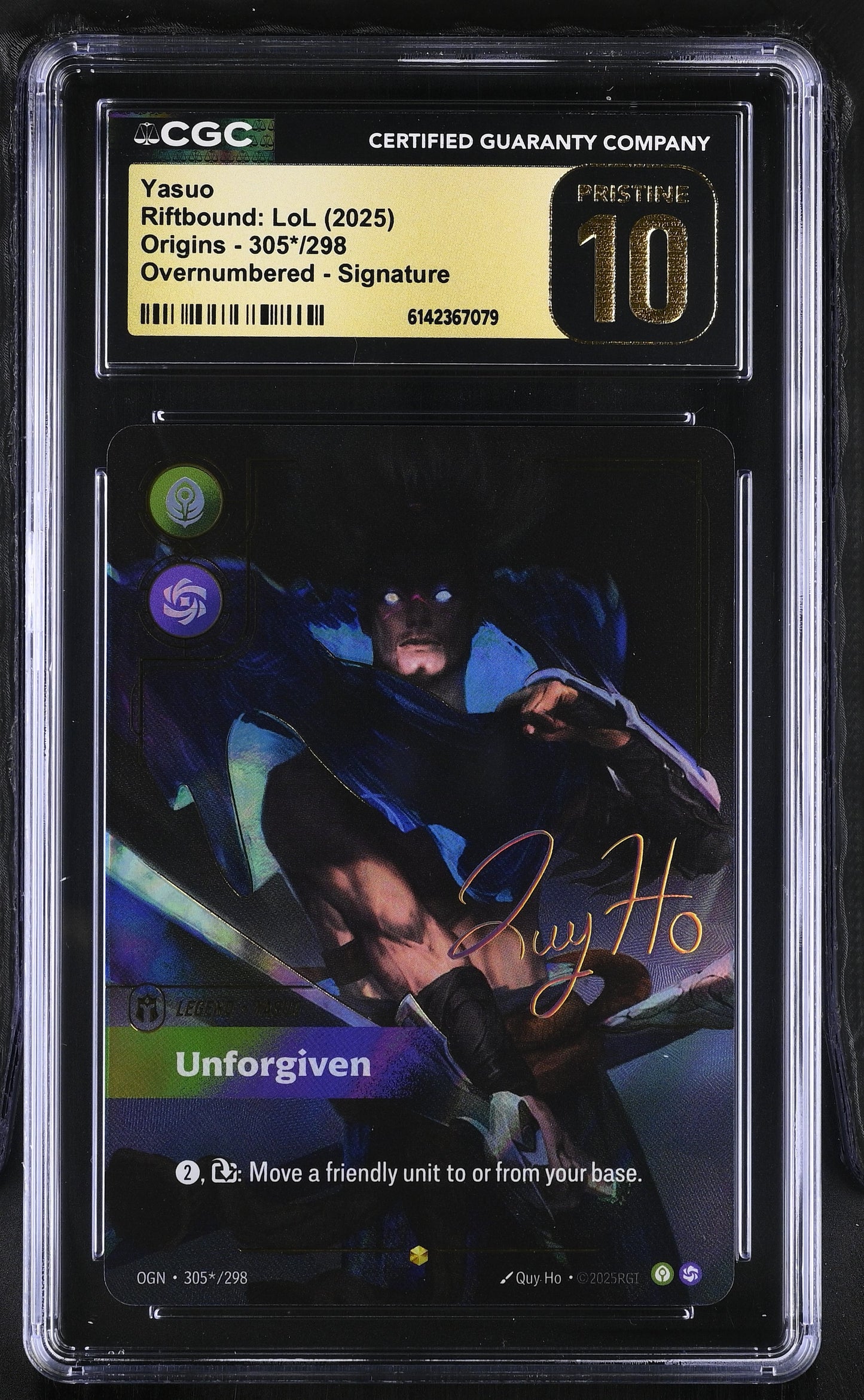 CGC 10 PRISTINE - Yasuo Unforgiven 305*/298 ON Signature Origins - Riftbound