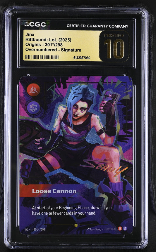CGC 10 PRISTINE - Jinx Loose Cannon 301*/298 Signature Origins [JEC] - Riftbound