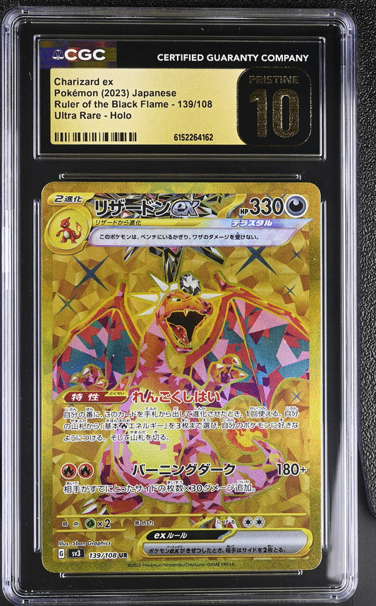 CGC 10 PRISTINE - Charizard ex 139/108 SV3 Ruler Black Flame x162 - Pokemon