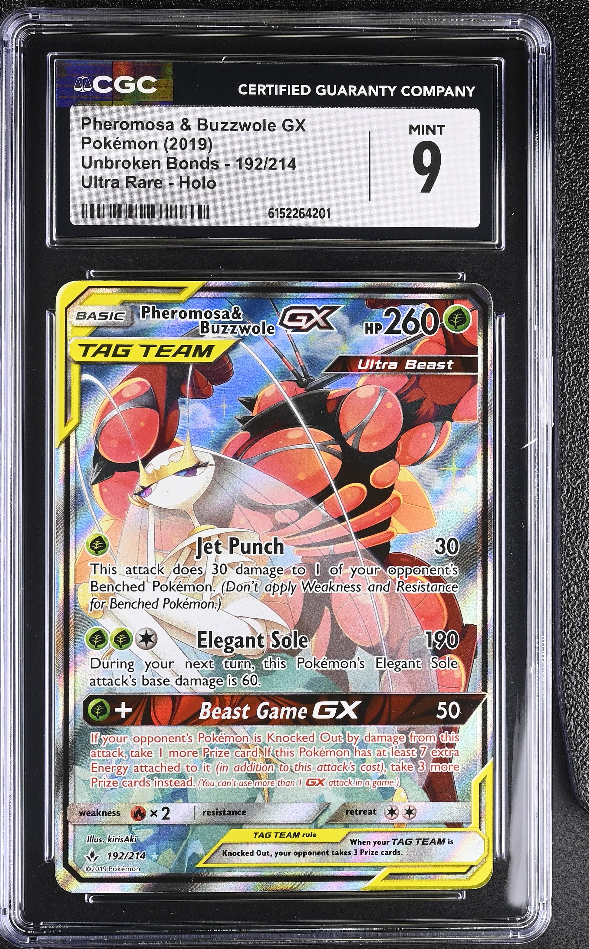 CGC 9 - Pheromosa & Buzzwole GX 192/214 SM Unbroken Bonds x201 - Pokemon