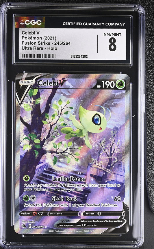 CGC 8 - Celebi V 245/264 Alternate Art SWSH Fusion Strike x202 - Pokemon