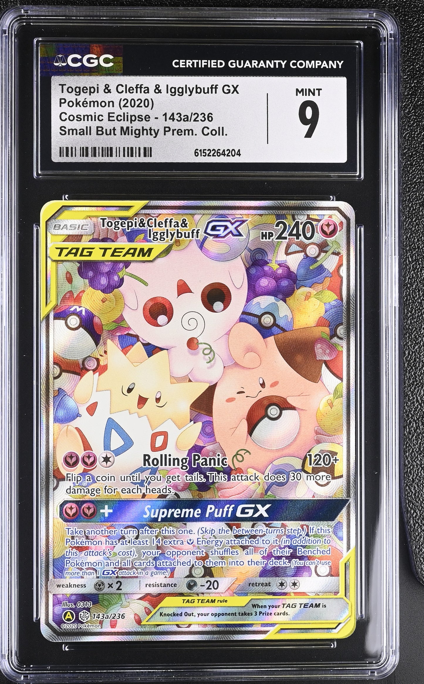 CGC 9 - Togepi & Cleffa & Igglybuff GX 143A/236 SM Small Mighty x204 - Pokemon