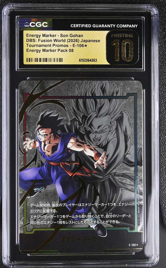 CGC 10 PRISTINE - Son Gohan Energy Marker E-106 Alt JPN Fusion World x263 - DBS