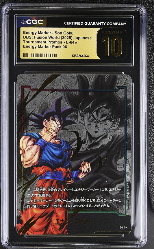 CGC 10 PRISTINE - Son Goku Energy Marker E-64 Alt JPN Fusion World x264 - DBS