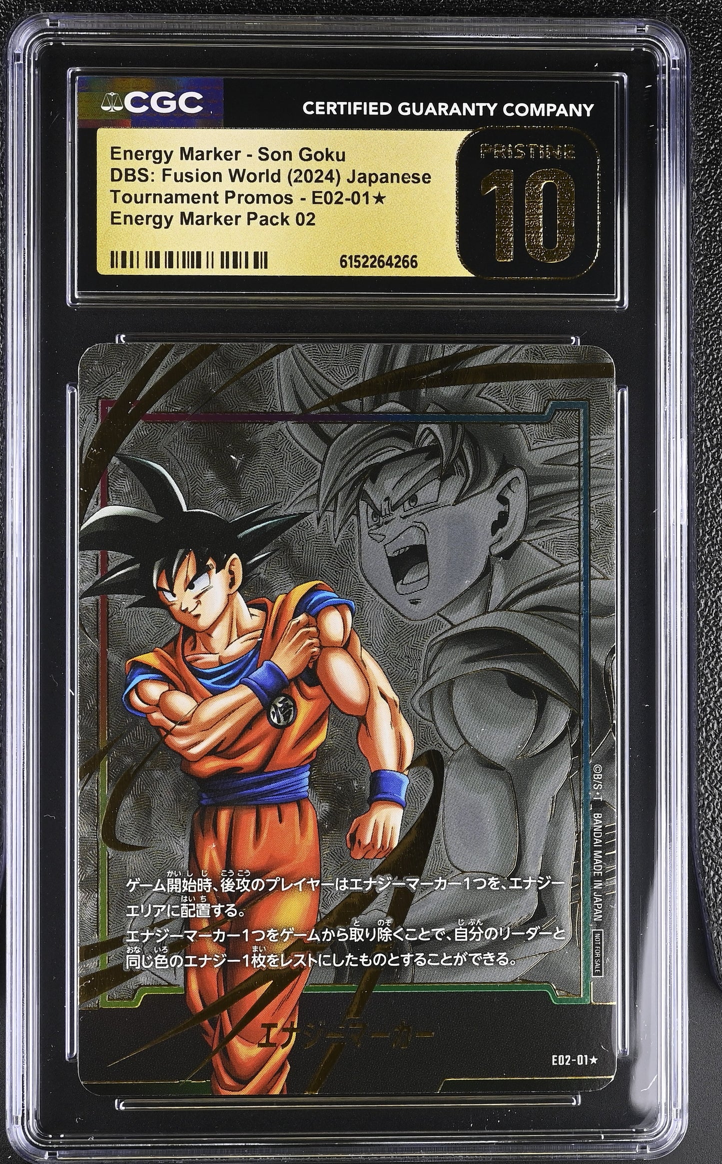 CGC 10 PRISTINE - Son Goku Energy Marker E02-01 Alt JPN Fusion World x266 - DBS