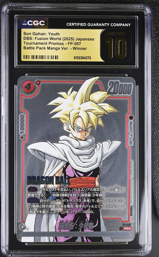 CGC 10 PRISTINE - Son Gohan: Youth FP-057 Winner JPN Fusion World x275 - DBS