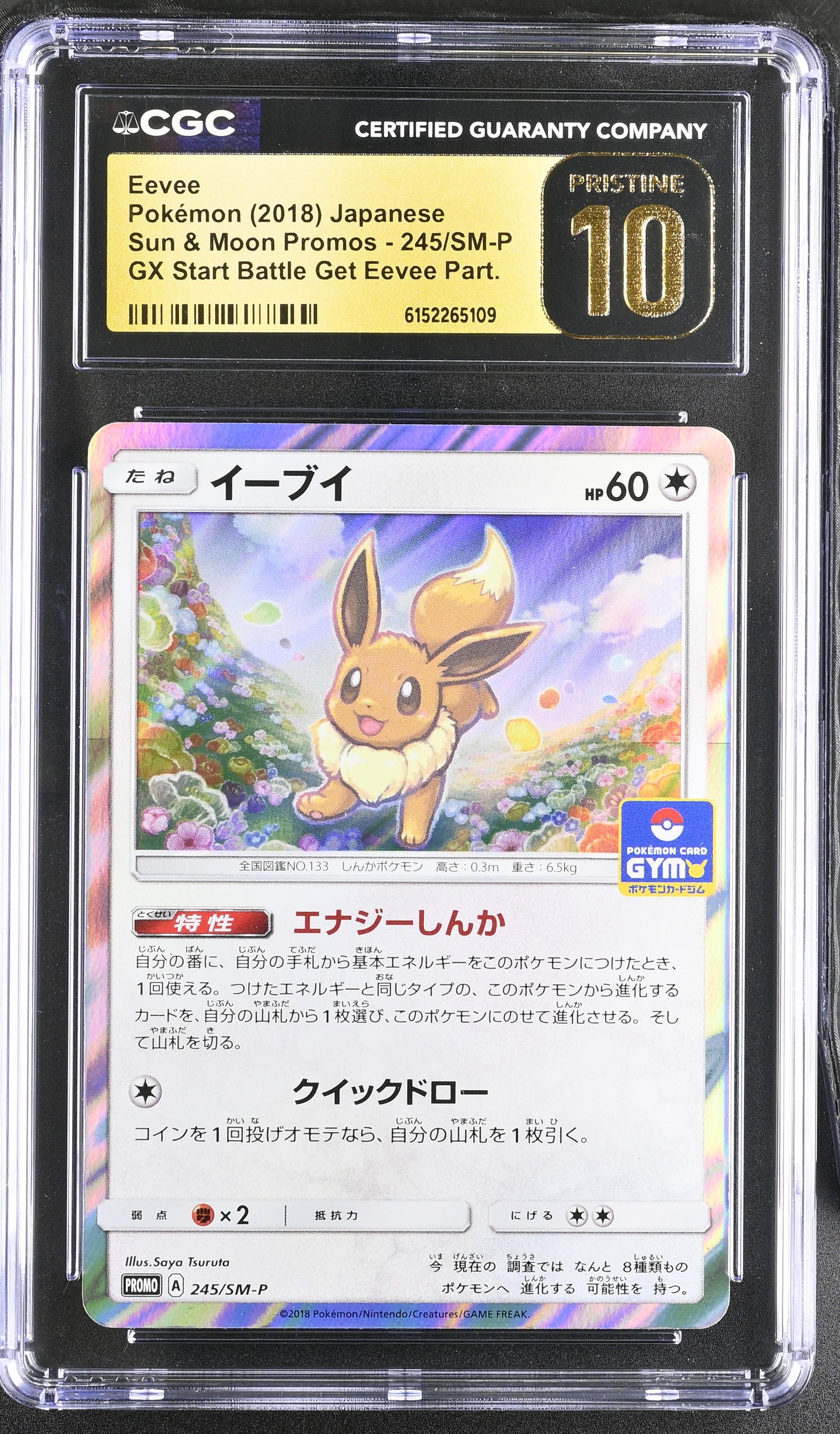 CGC 10 PRISTINE - Eevee Holo 245/SM-P GX Start Battle x109 - Pokemon