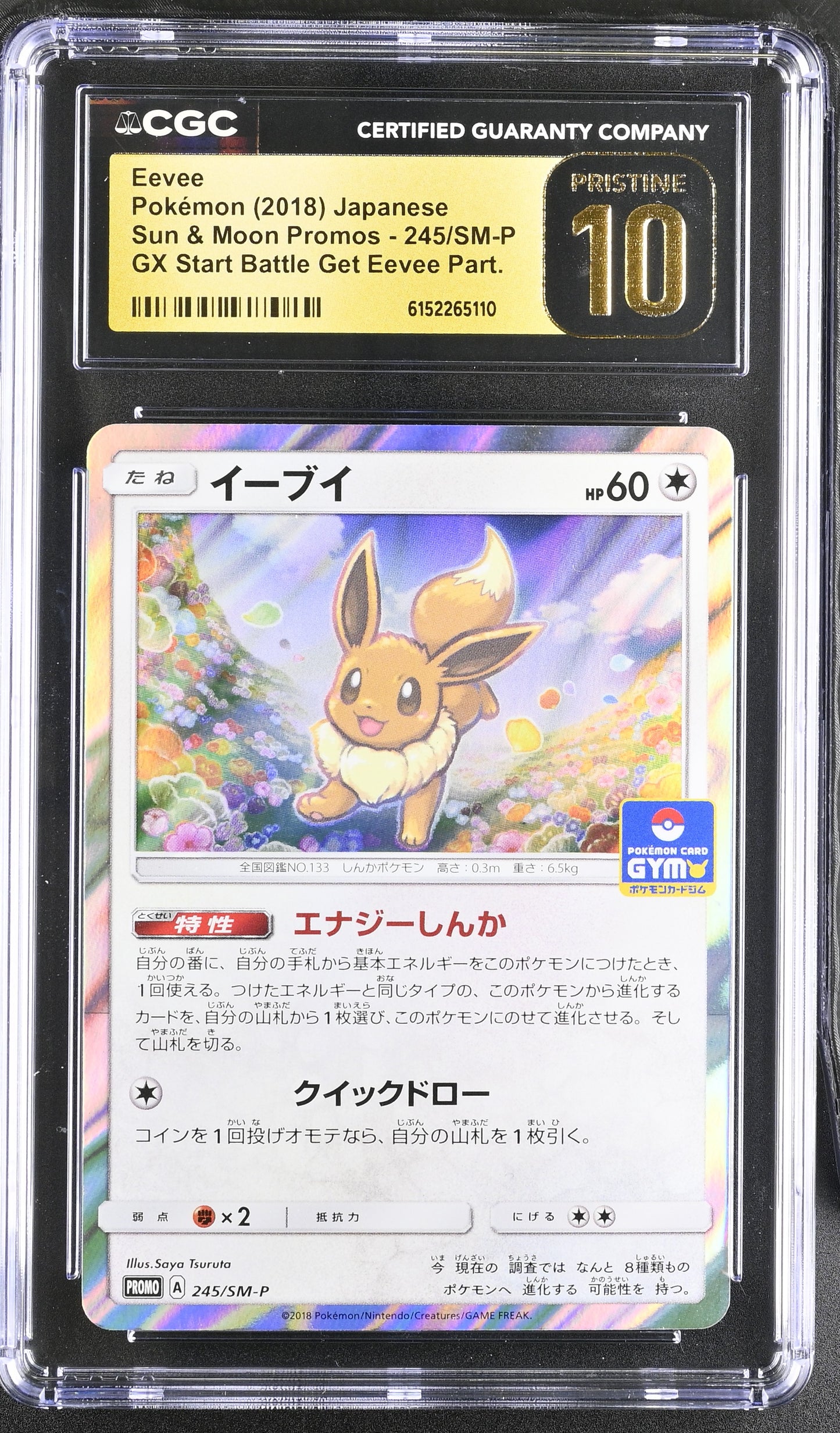 CGC 10 PRISTINE - Eevee Holo 245/SM-P GX Start Battle x110 - Pokemon