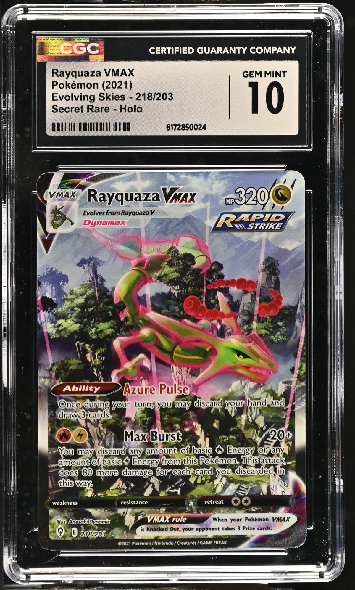 CGC 10 - Rayquaza VMAX 218/203 SWSH Evolving Skies - Pokemon
