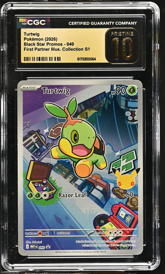 CGC 10 PRISTINE - Turtwig MEP040 First Partner Ill. Series 1 x064 - Pokemon