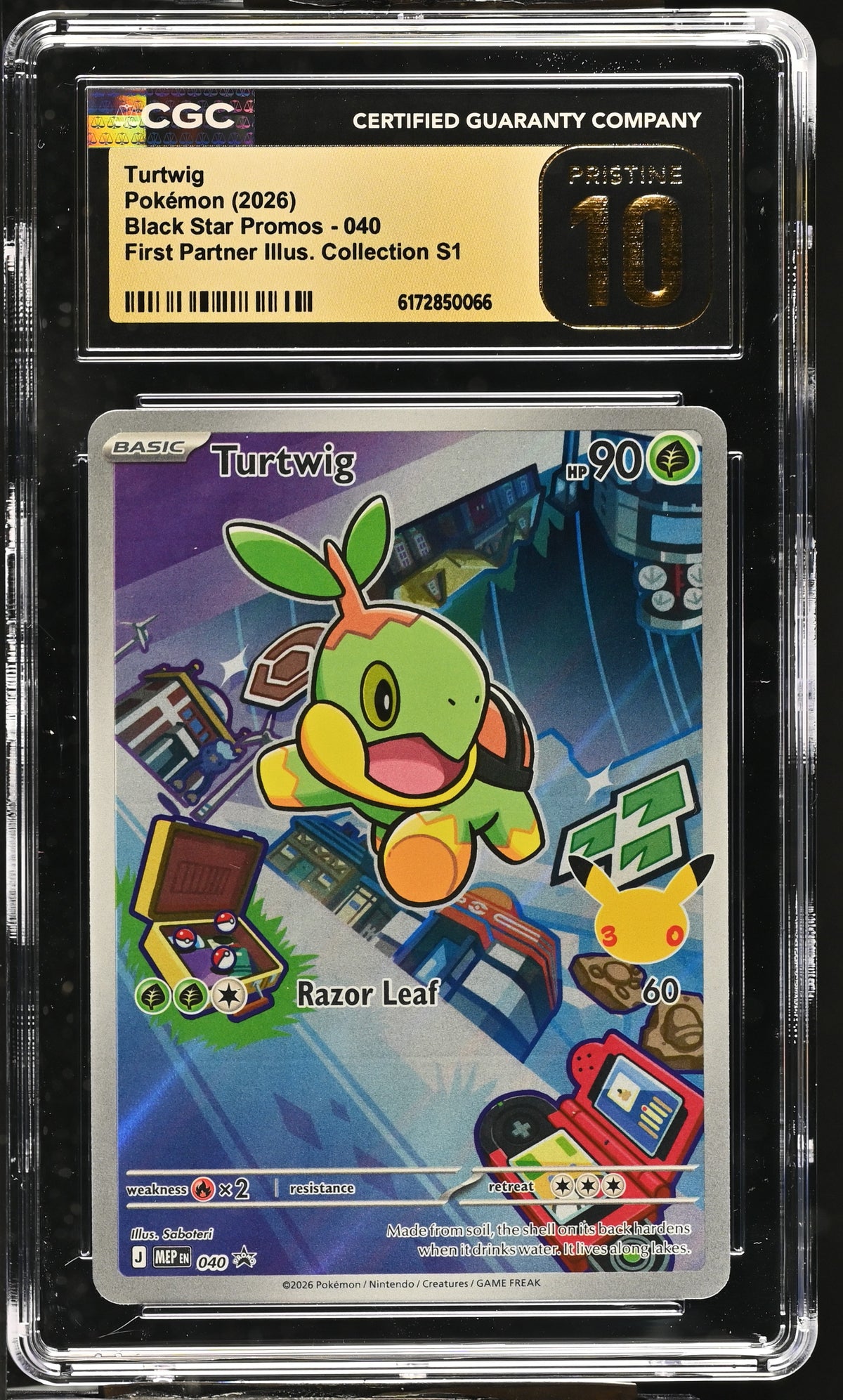 CGC 10 PRISTINE - Turtwig MEP040 First Partner Ill. Series 1 x066 - Pokemon