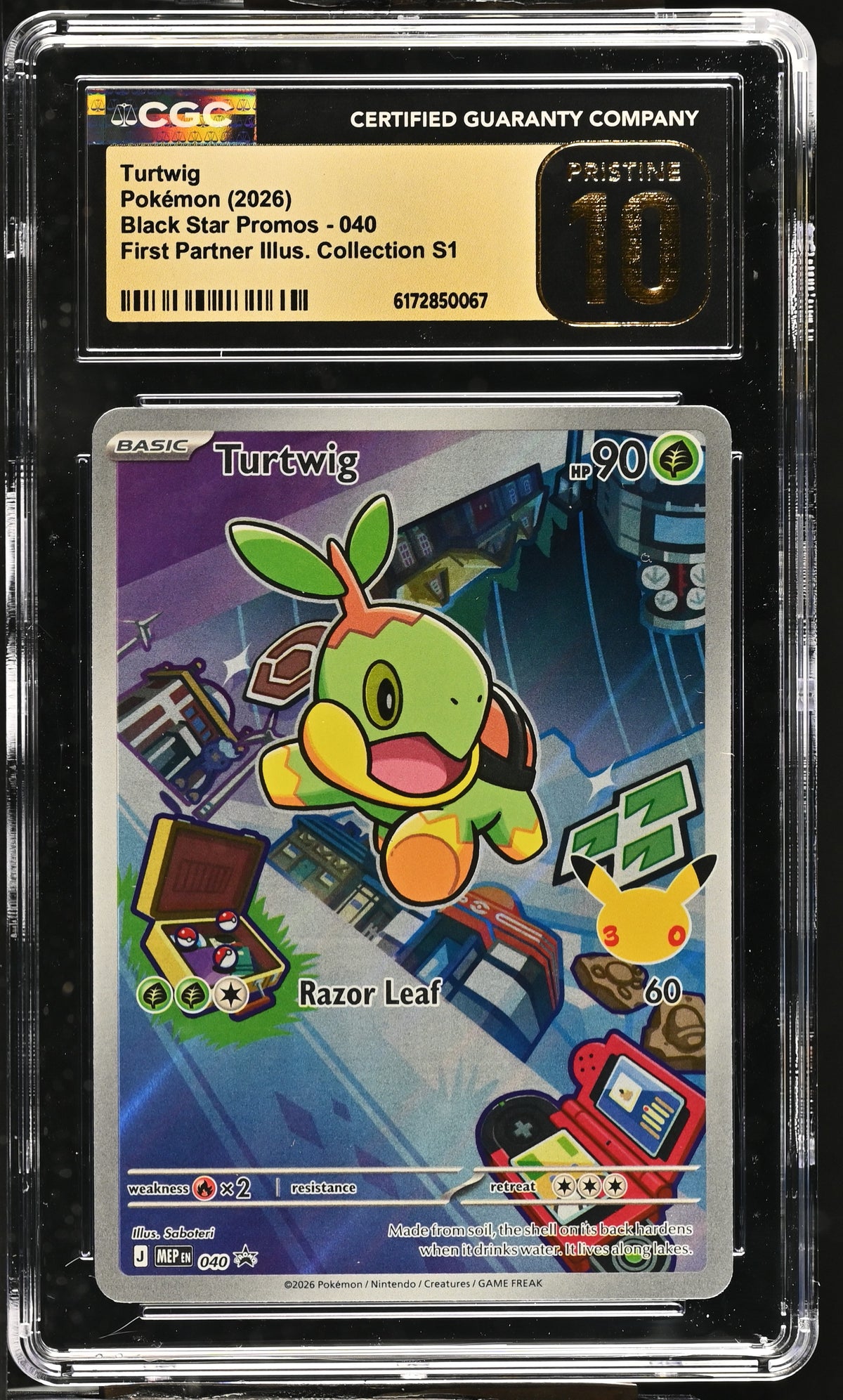 CGC 10 PRISTINE - Turtwig MEP040 First Partner Ill. Series 1 x067 - Pokemon