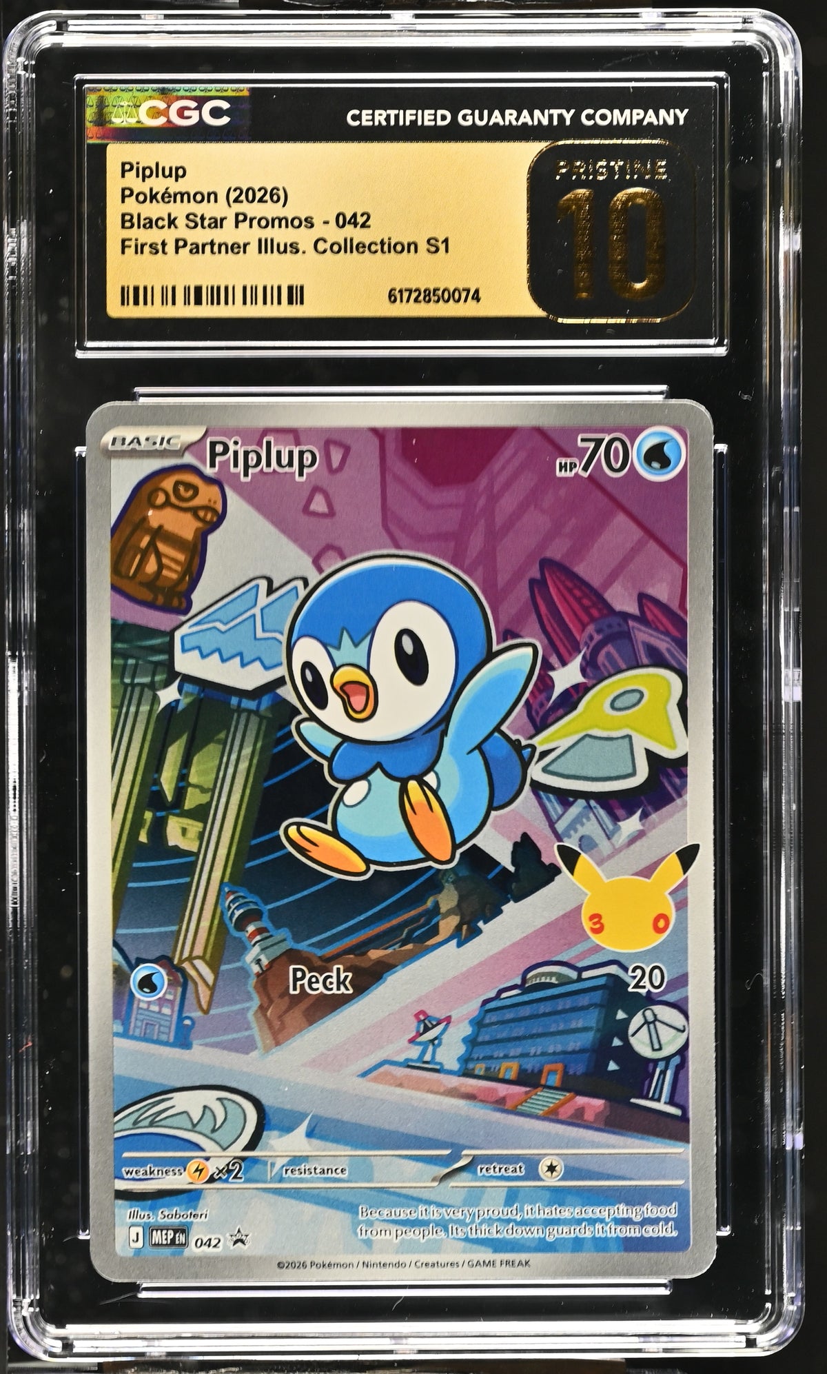 CGC 10 PRISTINE - Piplup MEP042 First Partner Ill. Series 1 x074 - Pokemon