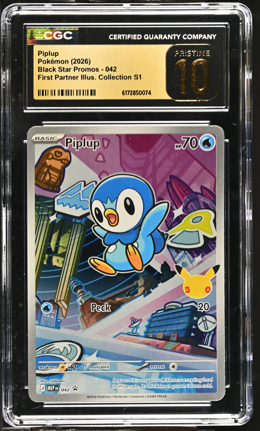 CGC 10 PRISTINE - Piplup MEP042 First Partner Ill. Series 1 x074 - Pokemon