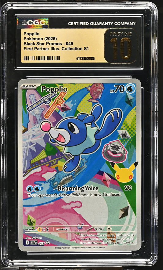 CGC 10 PRISTINE - Popplio MEP045 First Partner Ill. Series 1 x085 - Pokemon