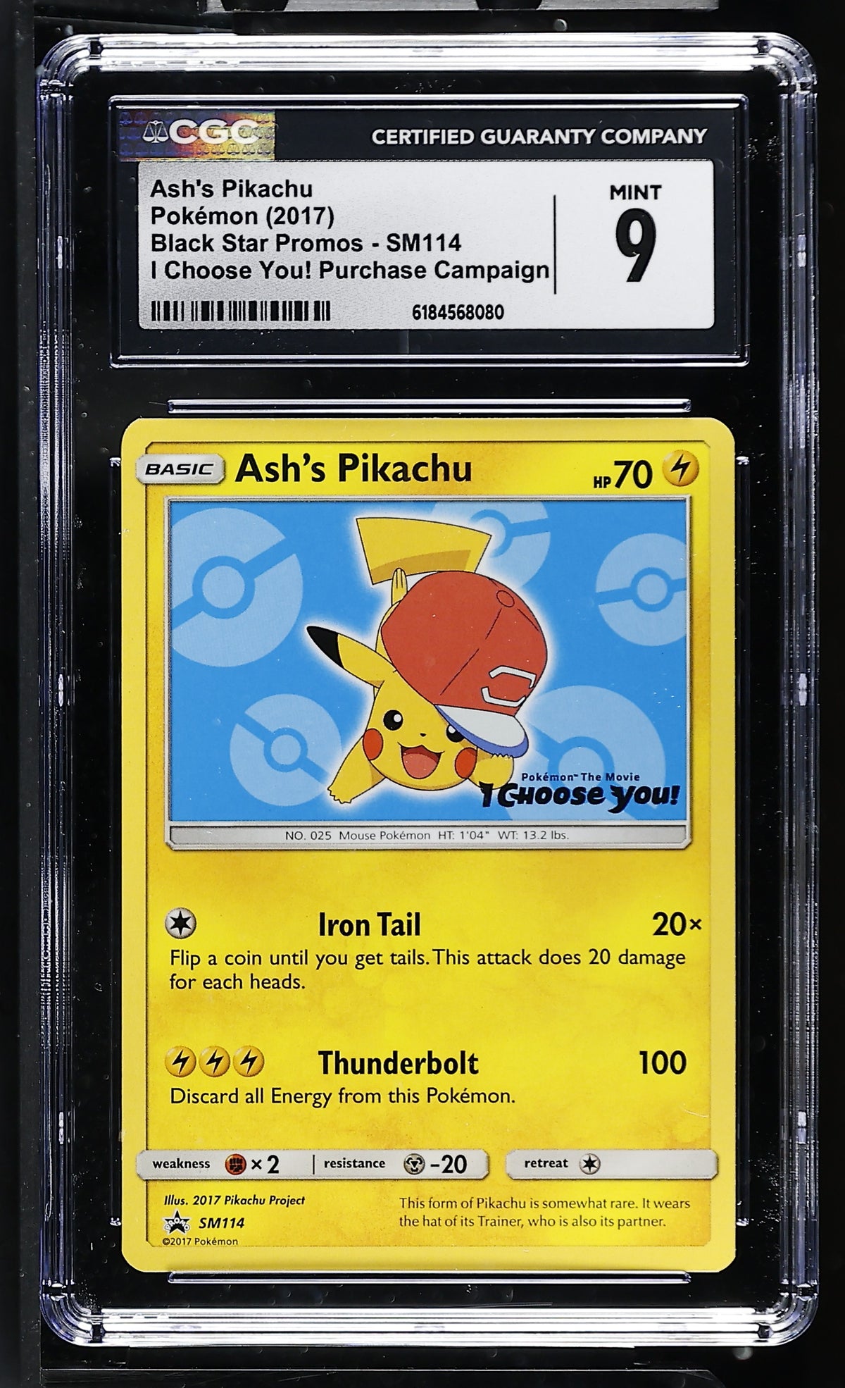 CGC 9 - Ash's Pikachu SM114 I Choose You! Campaign Promo x080 - Pokemon