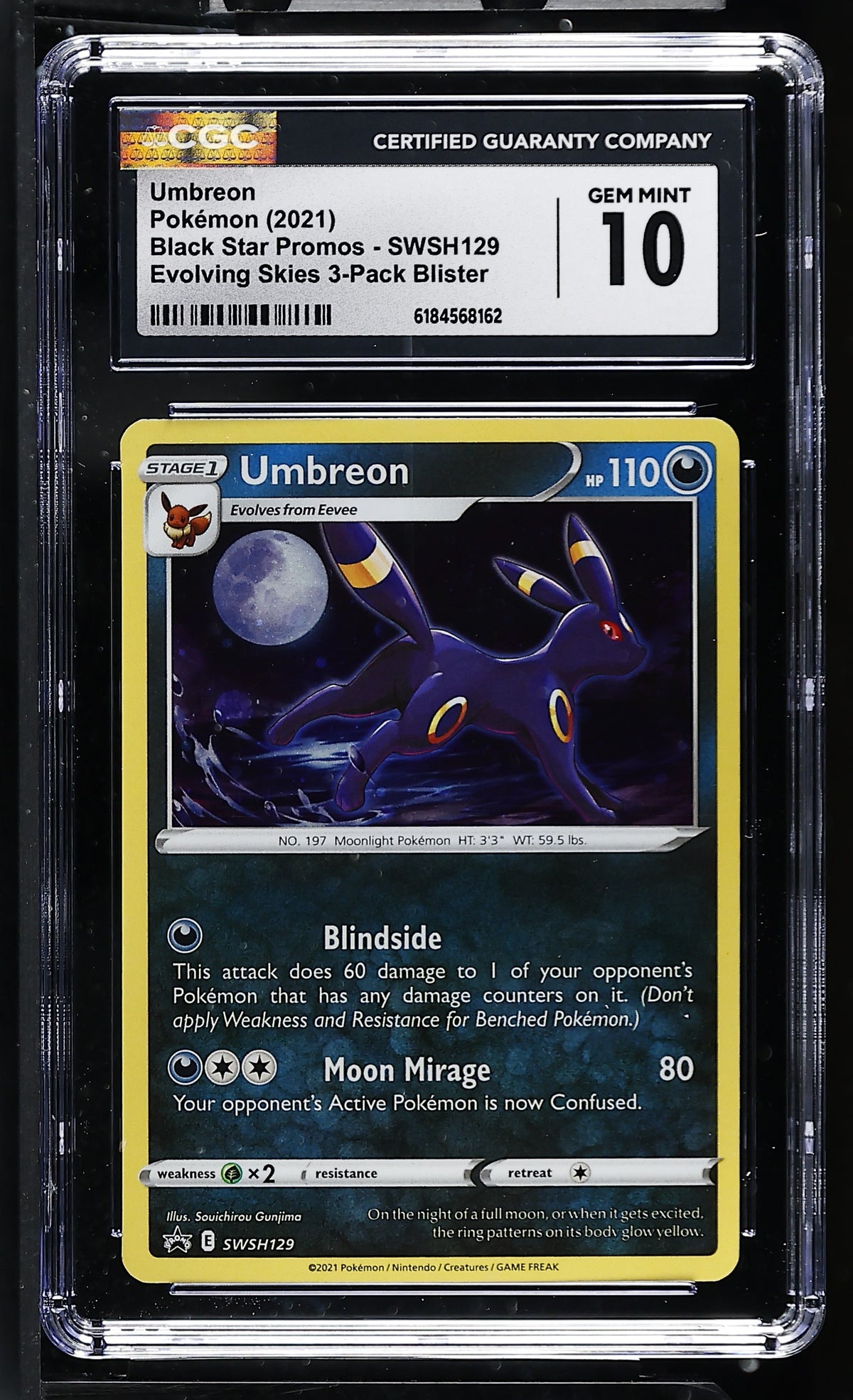 CGC 10 - Umbreon SWSH129 Evolving Skies 3-Pack Blister Promo x162 - Pokemon