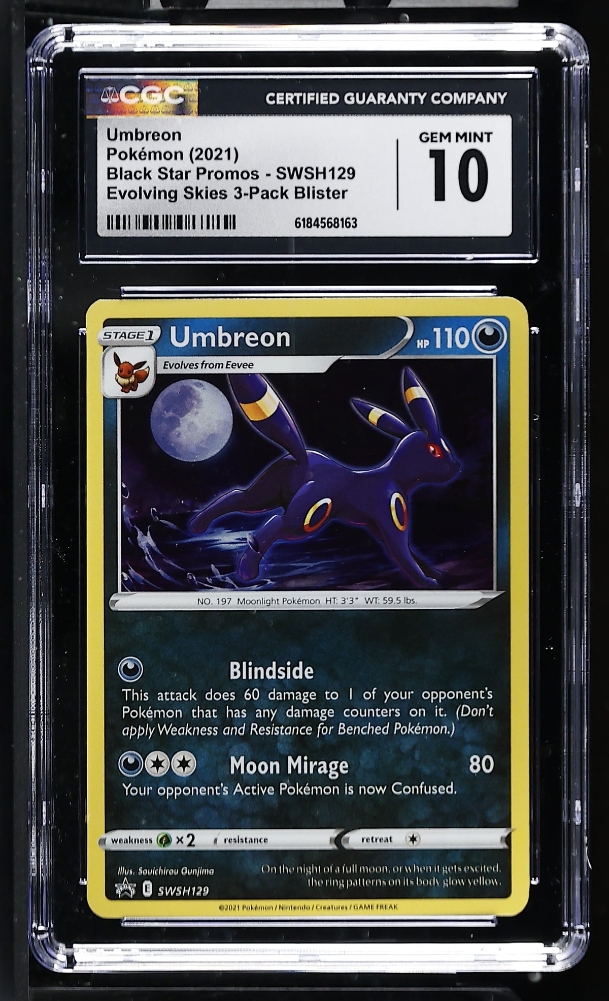 CGC 10 - Umbreon SWSH129 Evolving Skies 3-Pack Blister Promo x163 - Pokemon