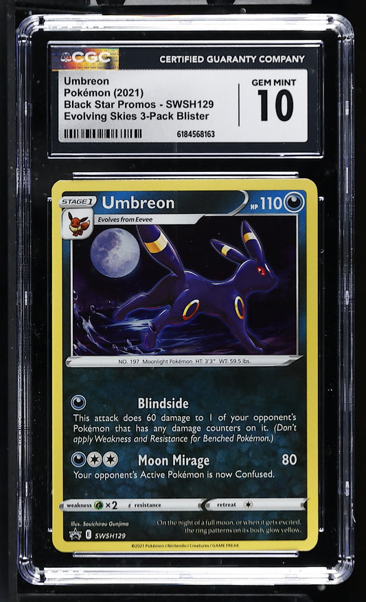 CGC 10 - Umbreon SWSH129 Evolving Skies 3-Pack Blister Promo x163 - Pokemon