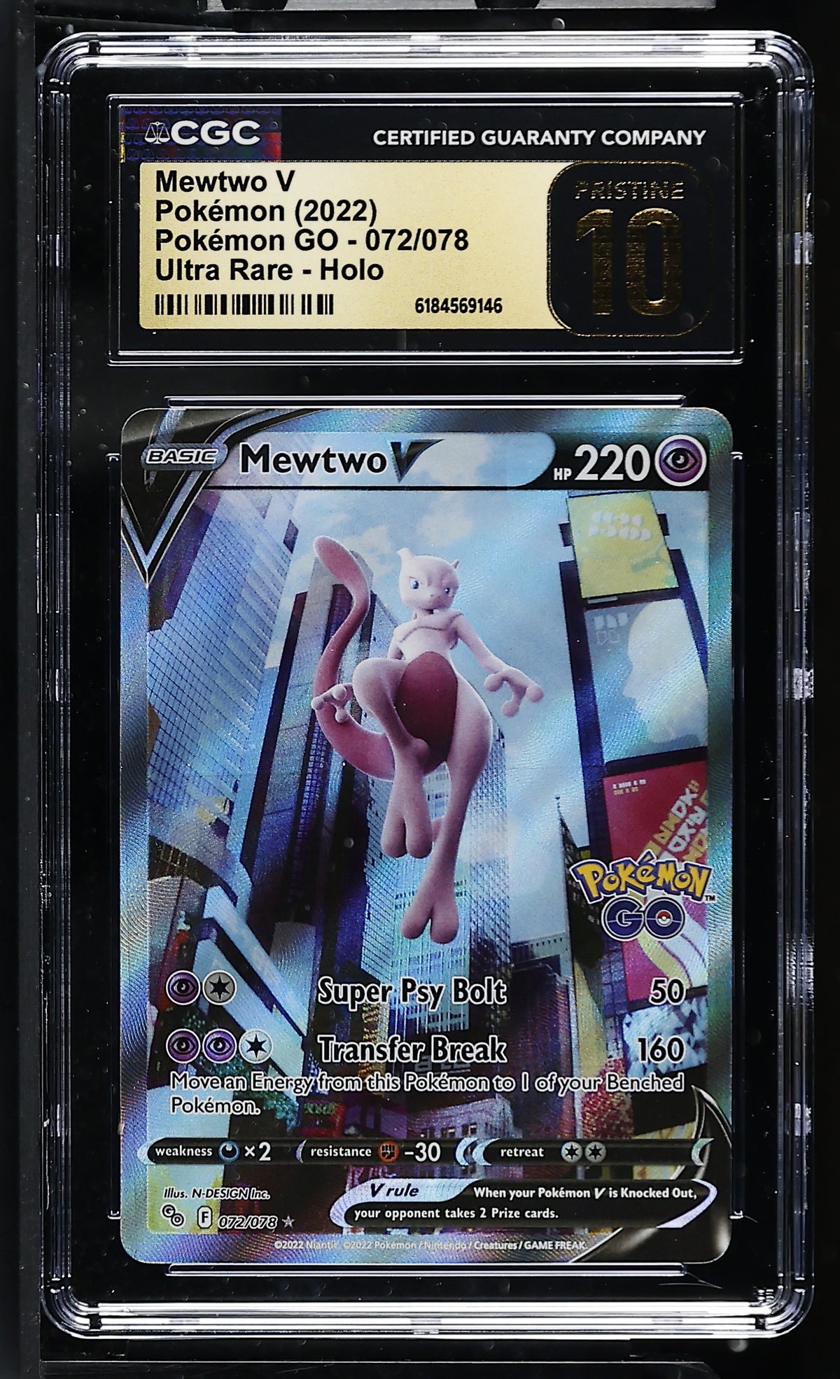 CGC 10 PRISTINE - Mewtwo V 072/078 SWSH Pokemon GO x146 - Pokemon