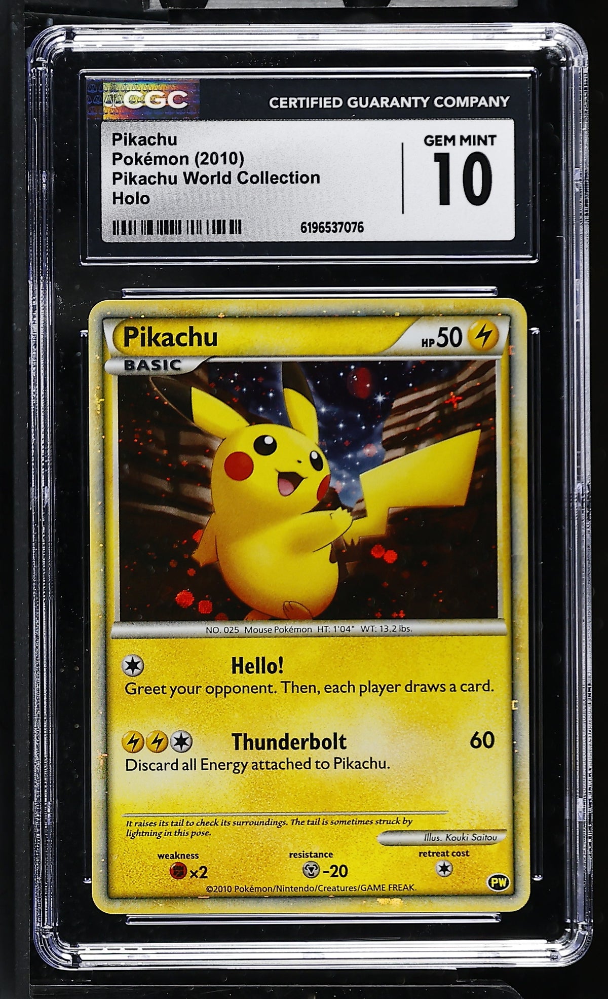 CGC 10 - Pikachu English Holo 2010 World Collection x076 - Pokemon