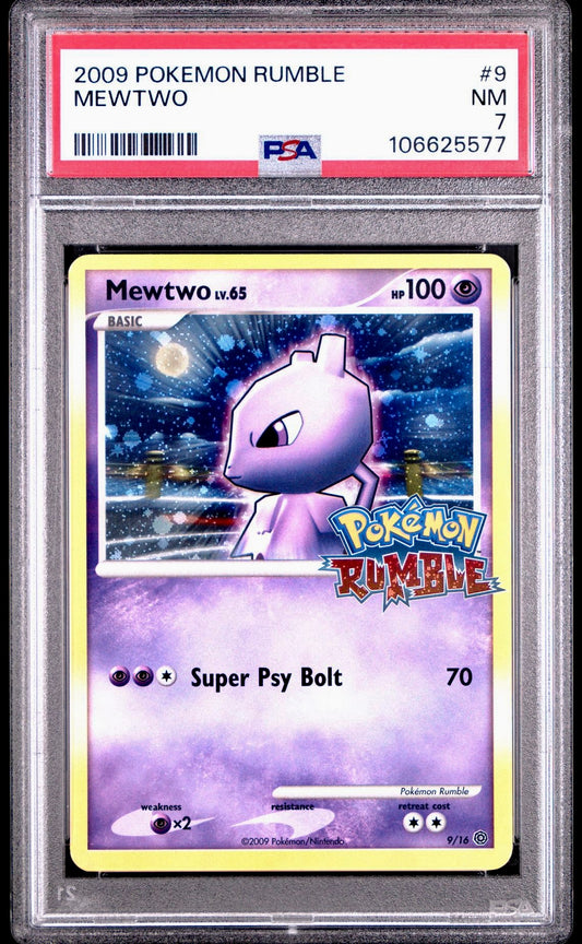 PSA 7 - Mewtwo Holo 9/16 2009 Pokemon RUMBLE - Pokemon
