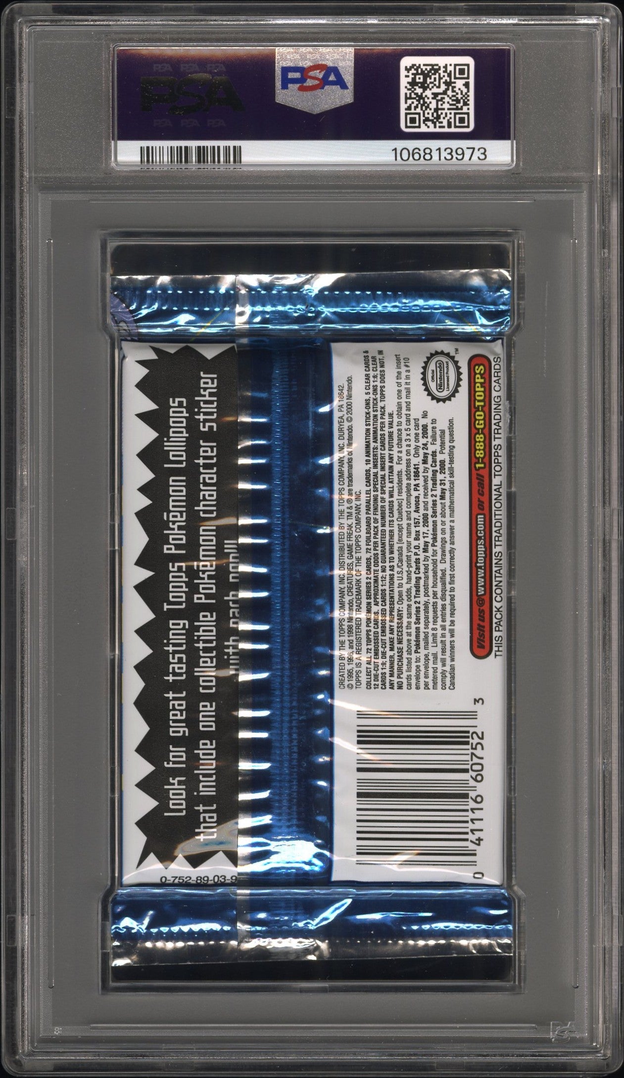 PSA 10 - TOPPS TV Animation Edition Series 2 (Ash Pikachu) Foil Pack - Pokemon