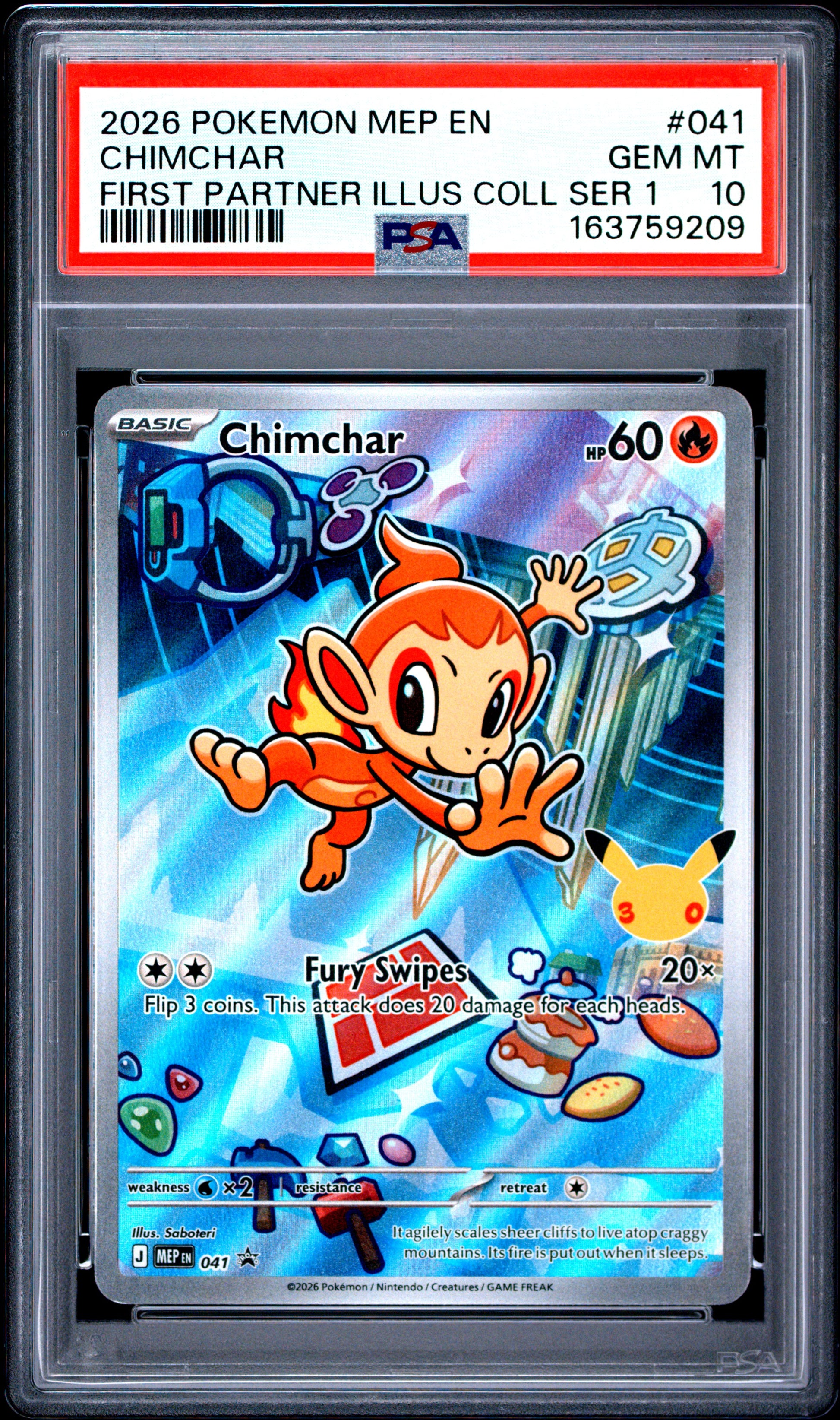 PSA 10 - Chimchar MEP041 First Partner Illustration Collection x209 - Pokemon