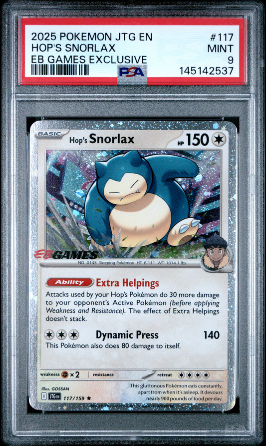 PSA 9 - Hop's Snorlax Cosmos Holo 117/159 SV EB Games Exclusive x537 - Pokemon