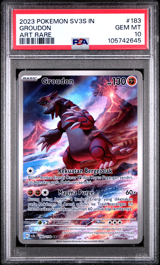 PSA 10 - Groudon AR 183/170 SV3s Indonesian Paradox Rift - Pokemon