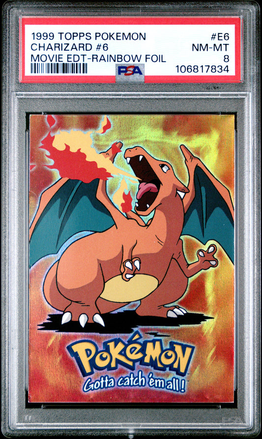 PSA 8 - Charizard Rainbow Foil #E6 1999 TOPPS Movie Edition - Pokemon