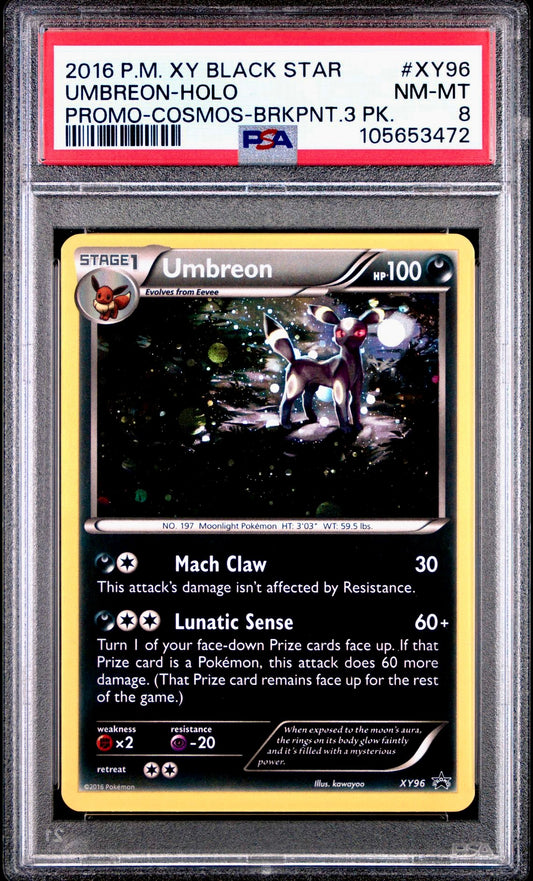 PSA 8 - Umbreon Cosmos Holo XY96 BREAKpoint Blister Promo - Pokemon