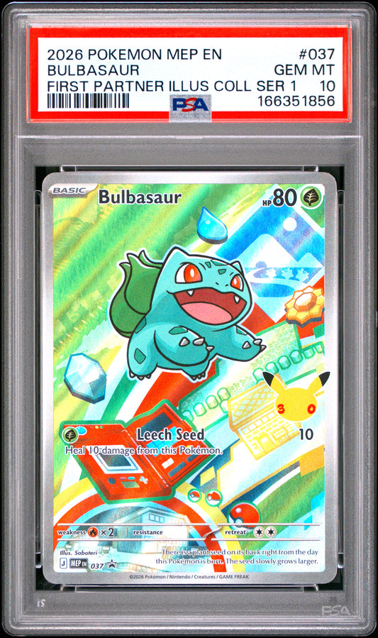 PSA 10 - Bulbasaur MEP037 First Partner Ilustration Coll. x856 - Pokemon