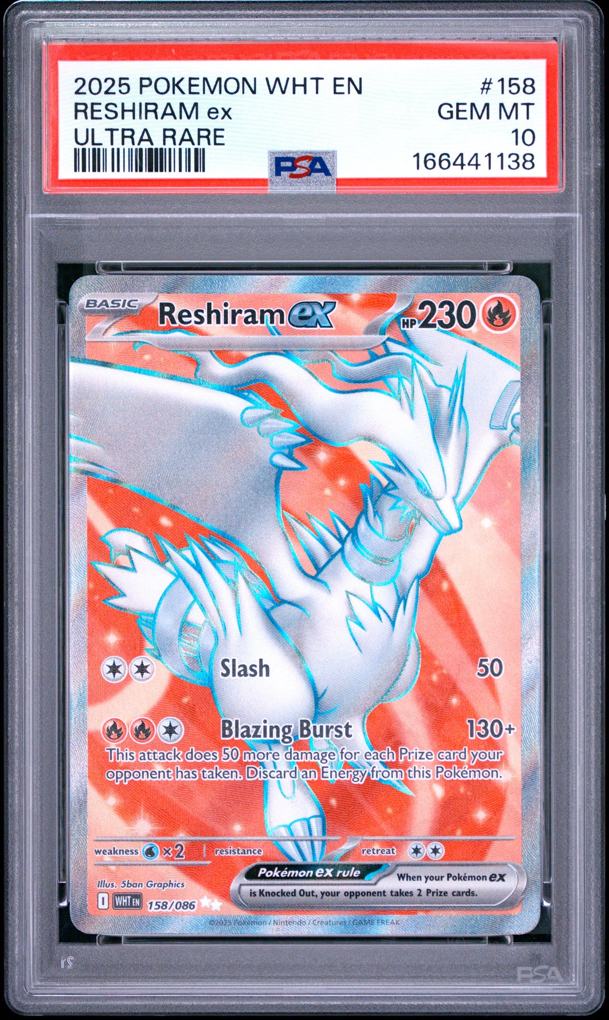 PSA 10 - Reshiram ex 158/086 SV White Flare x138 - Pokemon