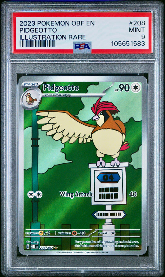 PSA 9 - Pidgeotto IR 208/197 SV Obsidian Flames - Pokemon