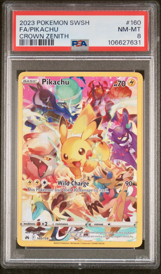 PSA 8 - Pikachu Secret 160/159 SWSH Crown Zenith - Pokemon