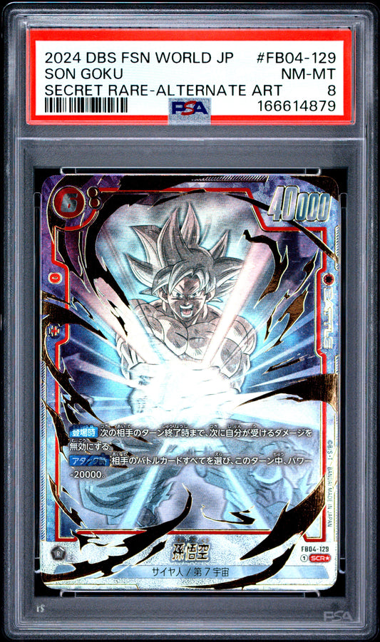 PSA 8 - Son Goku FB04-129 Secret Rare Alt Art JPN Fusion World x879 - DBS