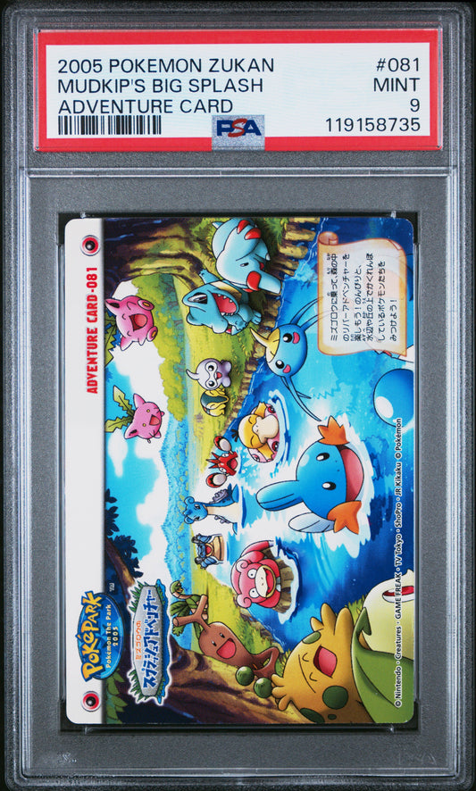 PSA 9 - Mudkip's Big Splash #081 ZUKAN 2005 Adventure Card - Pokemon